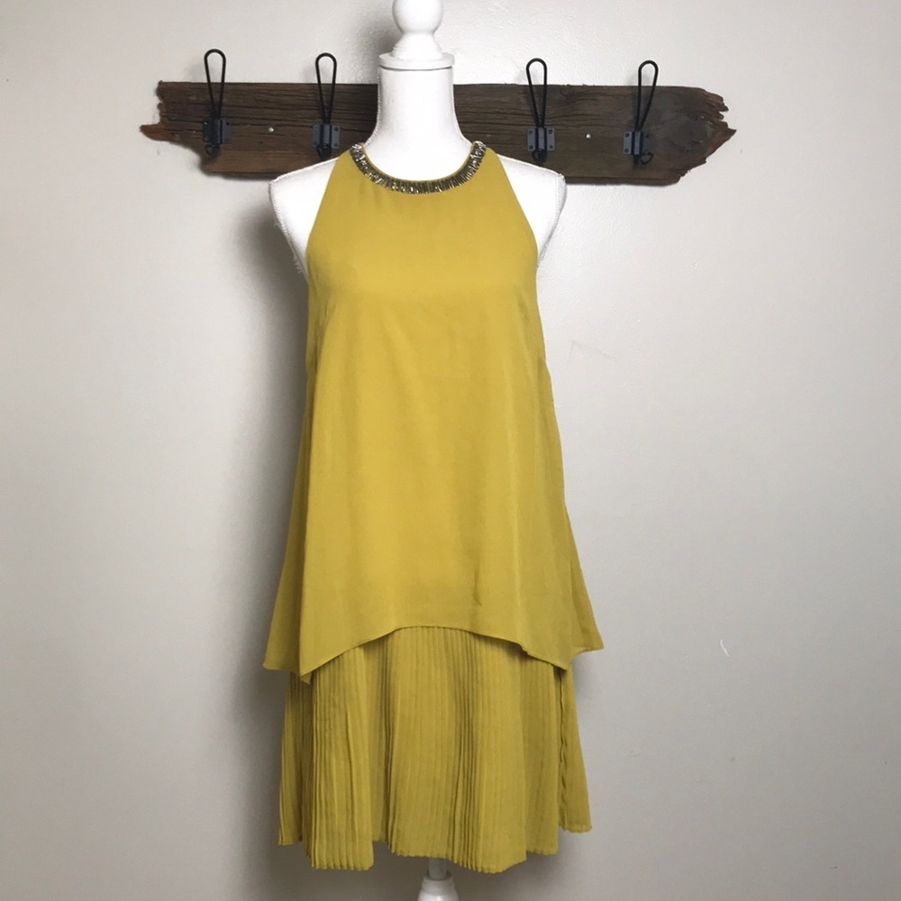Esley Collection Dress Layered Beaded Neckline NWT